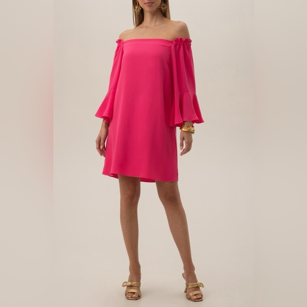 NEW Trina Turk Knox Off Shoulder Dress ~ Flower Child Pink ~ Medium ~ MSRP $258🌺